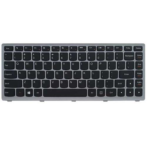 کیبرد لپ تاپ لنوو IdeaPad Z400 مشکی-با فریم نقره ای Keyboard Laptop Lenovo Z400 Black With Silver Frame